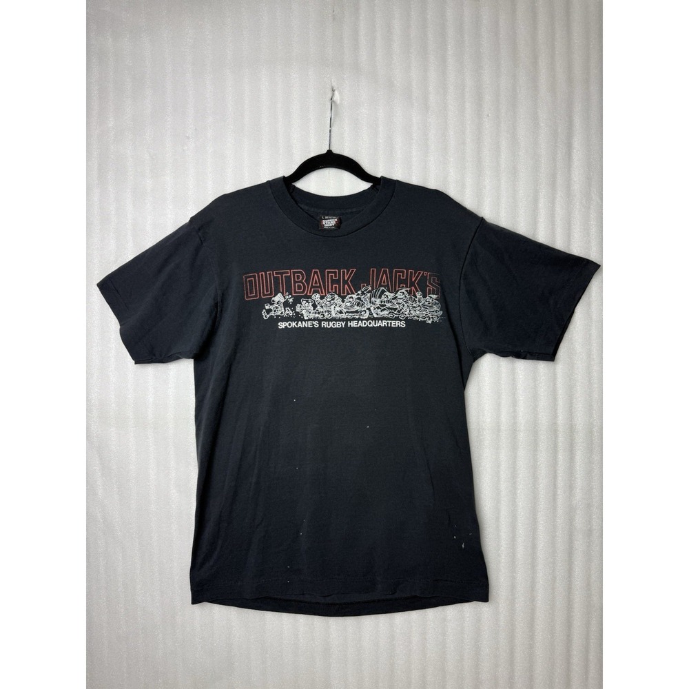 VTG 80's Outback Jack's Spokane's Rugby Headquarters Washington T-Shirt Sz. L